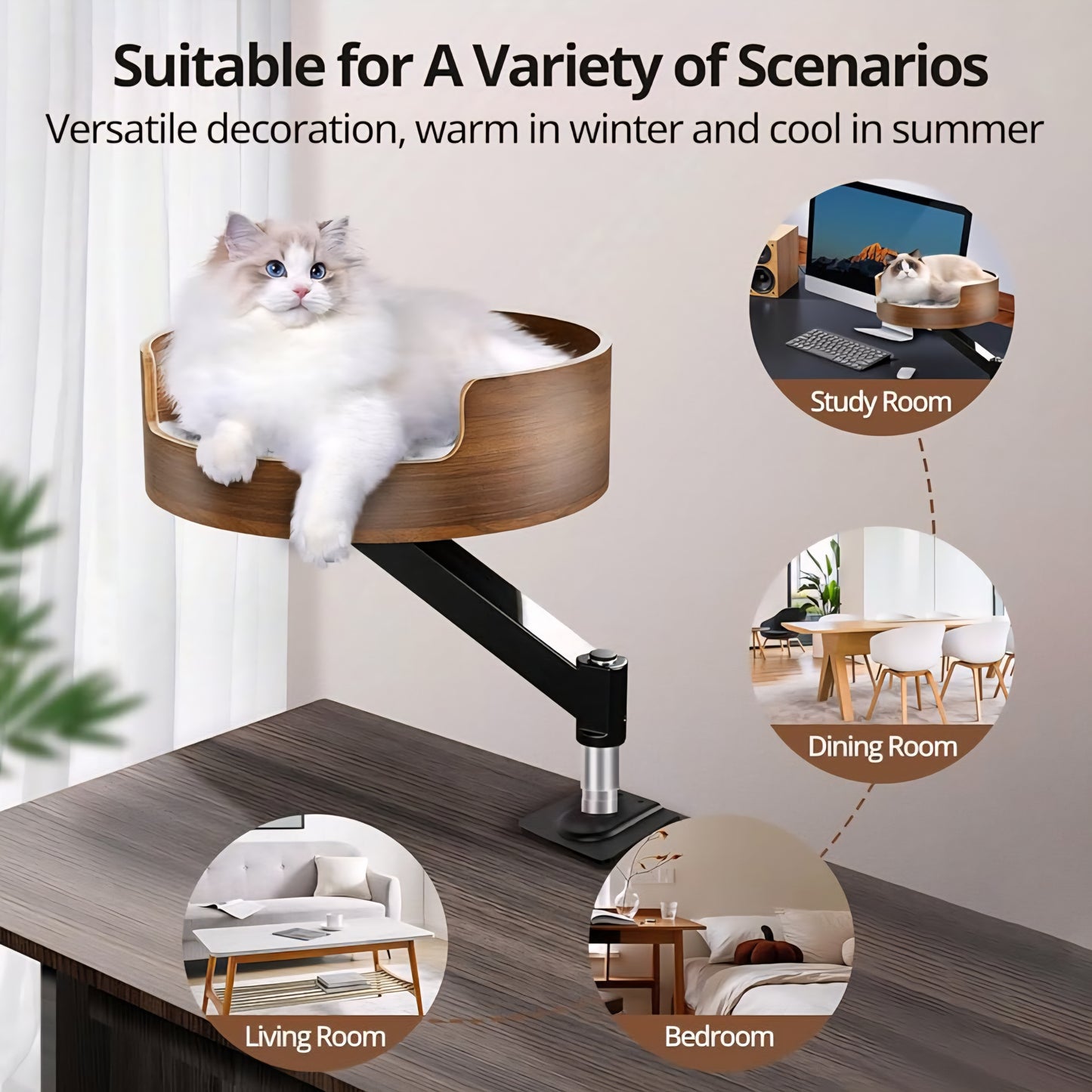 LuxyPace - Desk-Mounted Cat Bed
